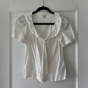 Odille Anthropologie cream colored button down blouse size 4